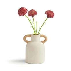 Artificial Honeycomb Dahlia Flowers In Woven Handled Vase -Home Decor Shop 30958625 alt02