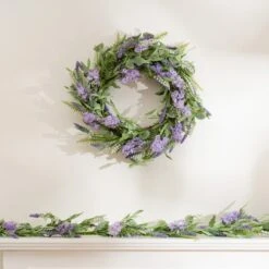 Artificial Purple Hyacinth Eucalyptus & Lavender Wreath