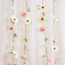 Set Of 6 Artificial Gerbera & Dahlia Droplet Garlands -Home Decor Shop 30975080