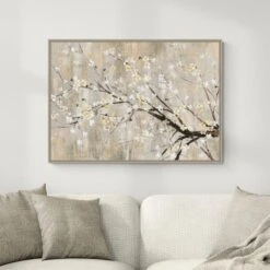 Silver Apple Blooms Framed Canvas