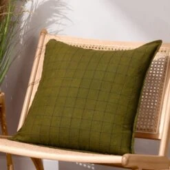Yard Linen Grid Check Square Cushion Cover -Home Decor Shop 30978823