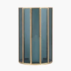 Brass & Smoked Glass Panelled Hurricane Candle Holder -Home Decor Shop 30983093 alt02