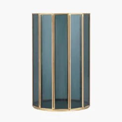 Brass & Smoked Glass Panelled Hurricane Candle Holder -Home Decor Shop 30983093 alt03