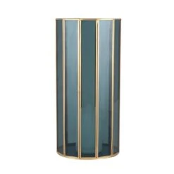 Brass & Smoked Glass Panelled Hurricane Candle Holder -Home Decor Shop 30983161 alt02