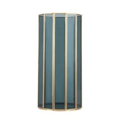 Brass & Smoked Glass Panelled Hurricane Candle Holder -Home Decor Shop 30983161 alt03