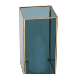 Brass & Smoked Glass Panelled Square Hurricane Candle Holder -Home Decor Shop 30983187 alt02