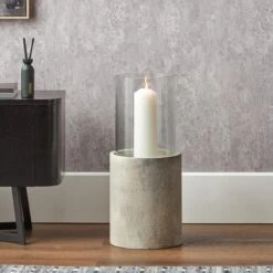 Metal & Glass Pedestal Hurricane Candle Holder -Home Decor Shop 30983198