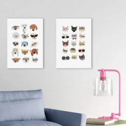 East End Prints Set Of 2 Cats And Dogs In Glasses Prints -Home Decor Shop 30983738