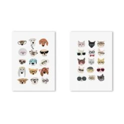 East End Prints Set Of 2 Cats And Dogs In Glasses Prints -Home Decor Shop 30983738 alt01